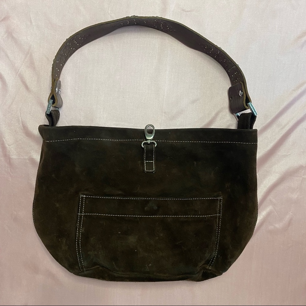 Brown Suede Leather Rhinestoned Tylie Malibu Purse